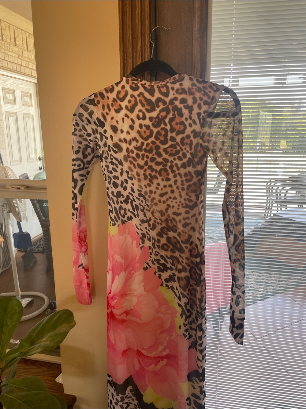 AFRM Leopard Print Maxi Dress with Pink Floral Panel - Picture 3 of 3